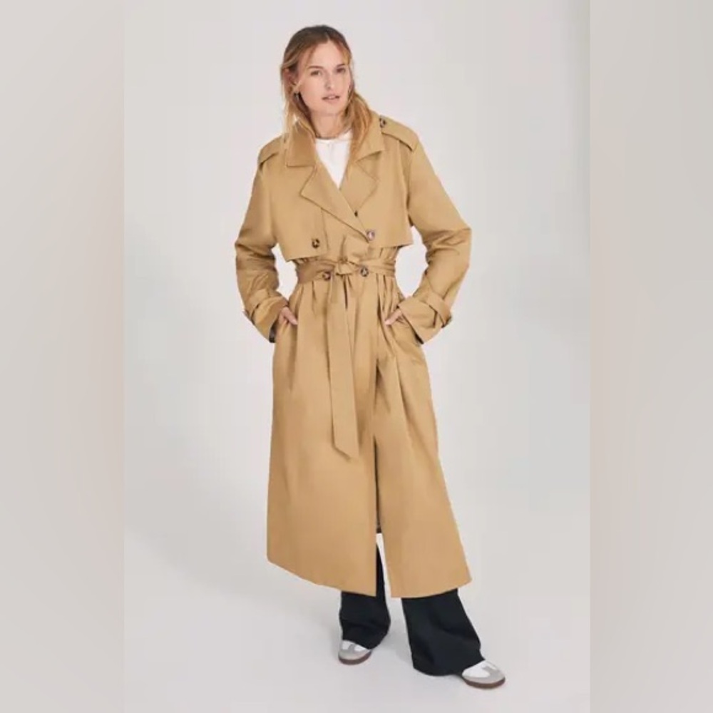 NEW Favorite Daughter The Charles Tie Waist Double Breasted Trench Coat P